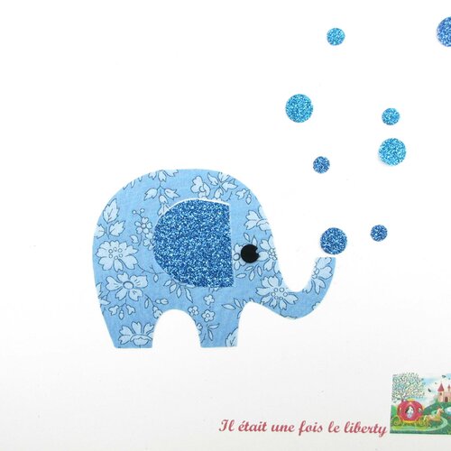 Appliqués thermocollants elephant tissu capel bleu flex pailleté patch à repasser applique elephant thermocollant liberty écussons