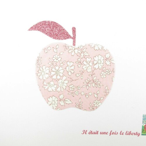 Appliqués thermocollants pomme en liberty capel rose nude et flex pailleté écusson appliqué liberty apple iron on aplplied fusible