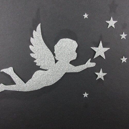 Appliqués thermocollants ange et étoiles argentés en flex pailleté patch à repasser motif ange paillette applique sans couture écusson