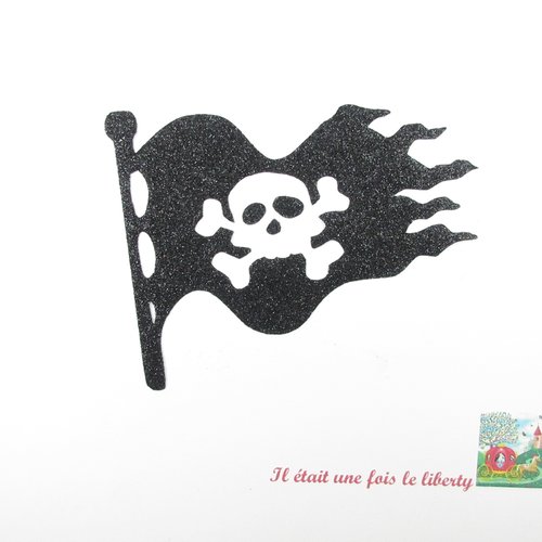 Appliqués thermocollants drapeau de pirate en tissu pailleté noir motif thermocollant patch à repasser
