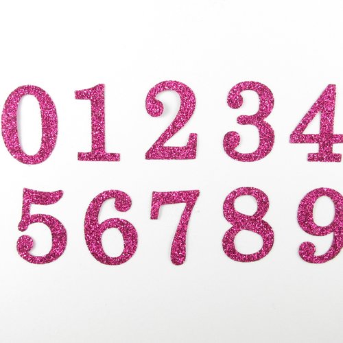 Appliqués thermocollants chiffres vendus à l'unité 0 1 2 3 4 5 6 7 8 9 (4 cm de hauteur) nombres flex pailleté coloris au choix