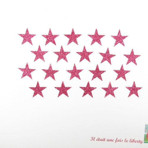 Appliqués thermocollants ensemble de 20 étoiles de 2 cm en flex pailletés couleurs au choix (rose blush sur le visuel)