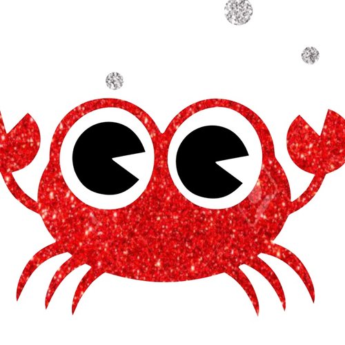 Patch à repasser appliqué thermocollant crabe en flex  pailleté rouge et argent sans couture