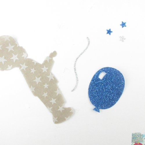 Appliqués thermocollants petit garçon anniversaire 3 ans tissu bleu marine  étoilé flex pailleté patch à repasser décoration fête célébration - Un  grand marché