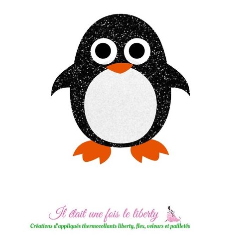 Appliqué thermocollant pingouin flex pailleté patch à repasser sans couture à recomposer et prêt à repasser