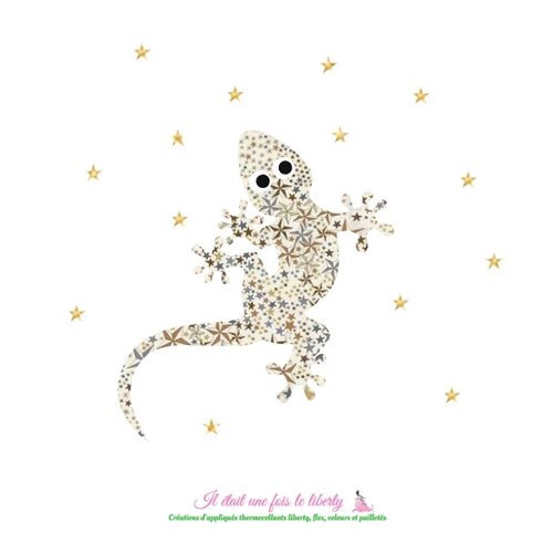 Appliqué thermocollant lézard liberty adelajda brun flex pailleté patch à repasser motif  écusson appliques liberty thermocollants
