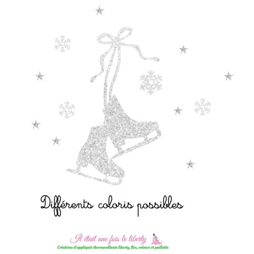 Appliqués patins à glace flex pailleté argent écusson motif sans couture patineuse