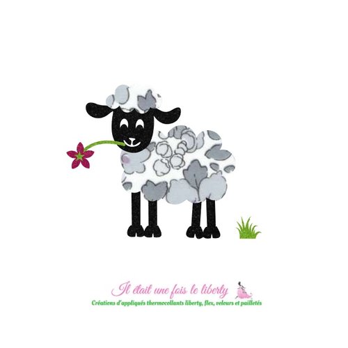 Appliqués thermocollants mouton en tissu liberty betsy platine et tissus pailletés patch à repasser