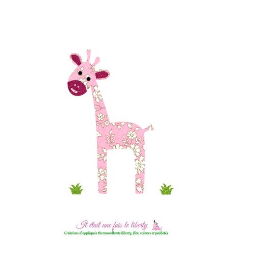 Appliqué thermocollant girafe liberty capel rose flex pailleté applique liberty thermocollant sans couture