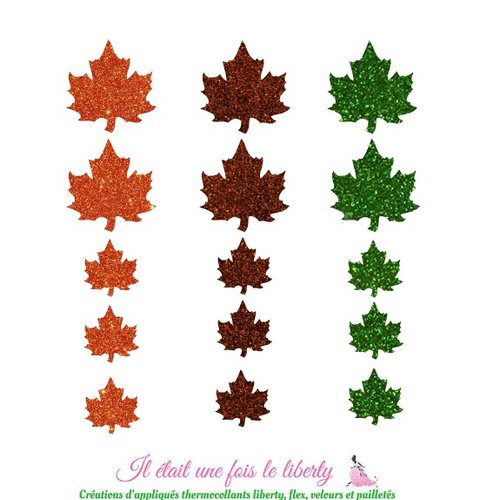 Appliqués thermocollants 15 feuilles tissu pailleté (coloris au choix) patch à repasser