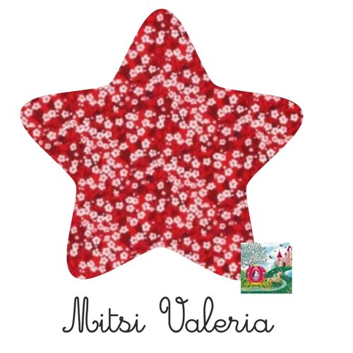 Appliqués thermocollants étoile en liberty rouge de 6 cm, tissu au choix