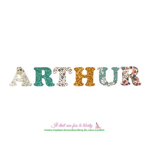 Appliqués thermocollants prénom personnalisable t.2 - 3 cm (arthur exemple proposé) de 6 lettres en liberty bruns