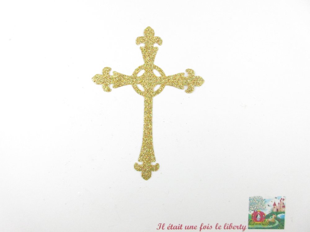 Appliques Thermocollants Croix Medievale Communion Bapteme En Flex Paillete Dore Un Grand Marche