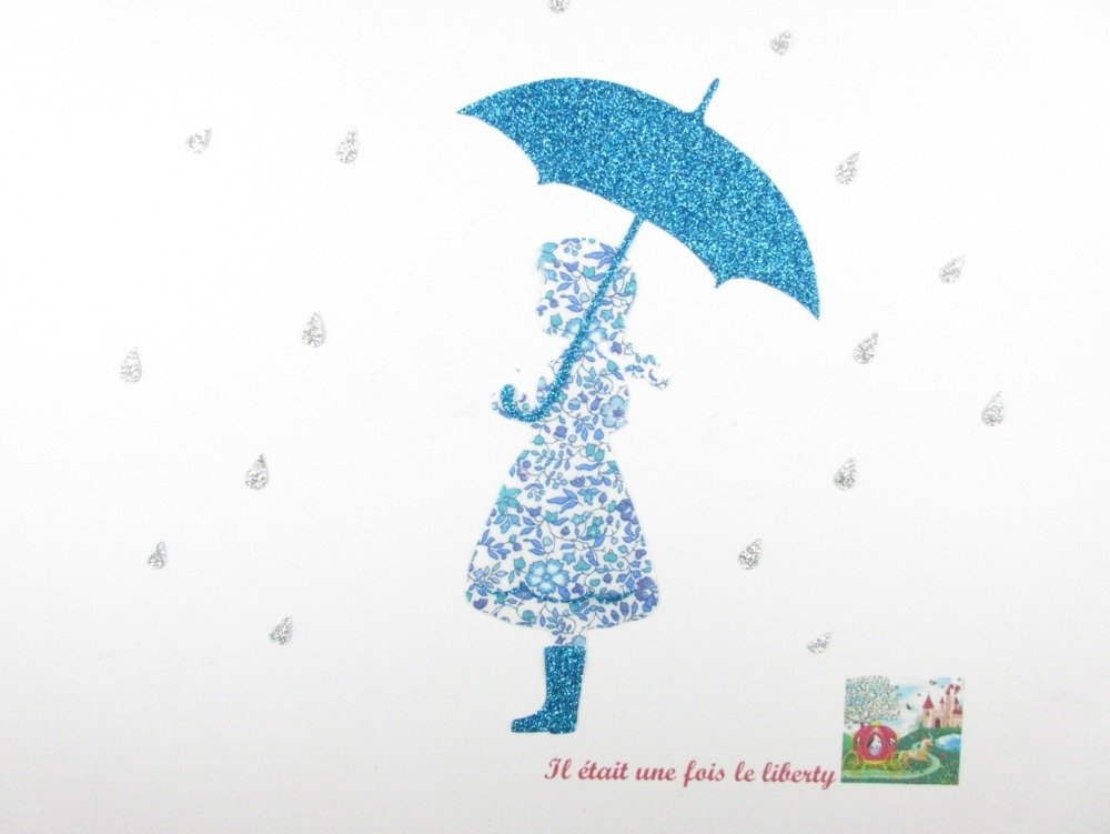 Applique Thermocollant Petite Fille En Tissu Liberty Katie And Millie Bleu Chantons Sous La Pluie Un Grand Marche