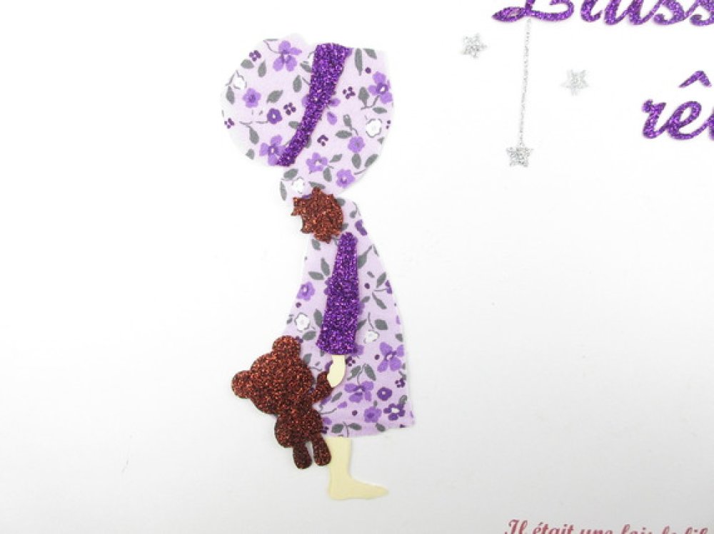 Appliques Thermocollants Petite Fille Style Sarah Kay Laissez Moi Rever En Tissu Liberty Violet Et Tissus Pailletes Un Grand Marche