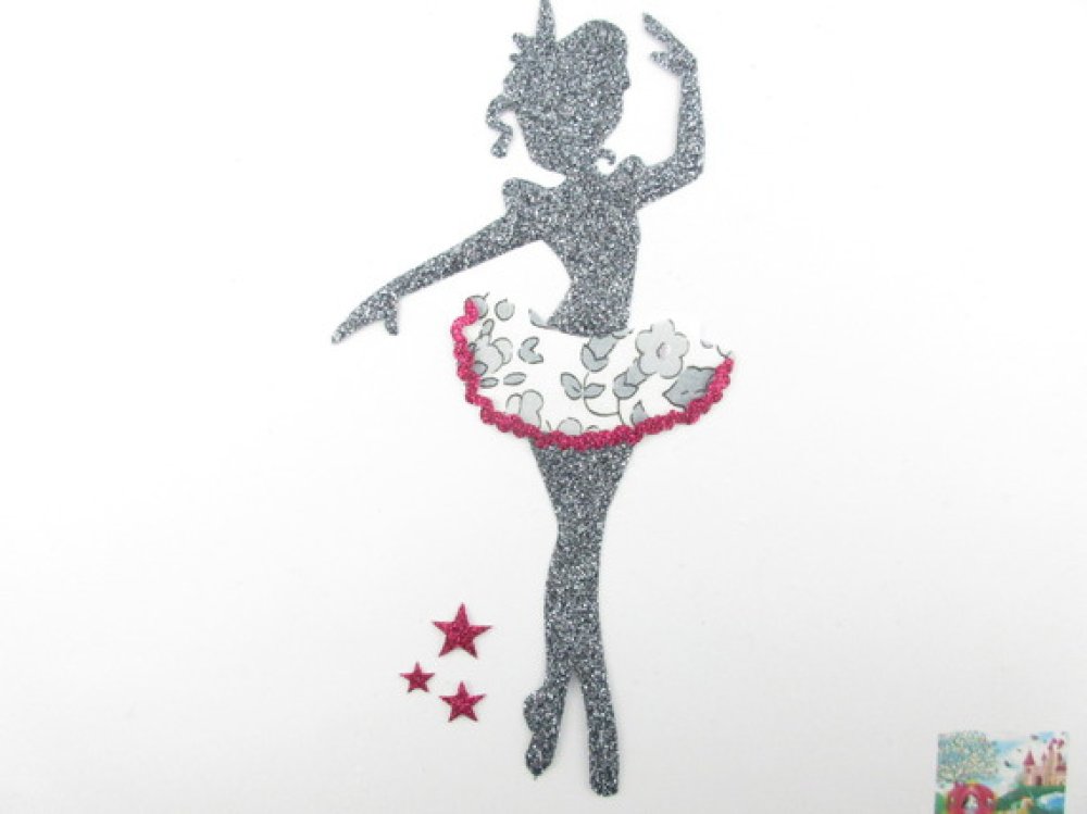 Applique Thermocollant Danseuse Etoile En Liberty Betsy Platine Et Tissus Pailletes Un Grand Marche