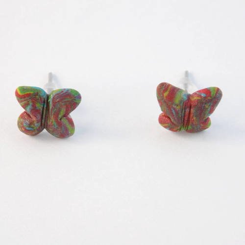 Puces papillon multicolore en polymère 11 mm