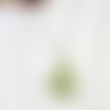 Sautoir pendentif verre dépoli vert polymère blanc verni
