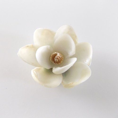 Broche fleur en coquillages blancs