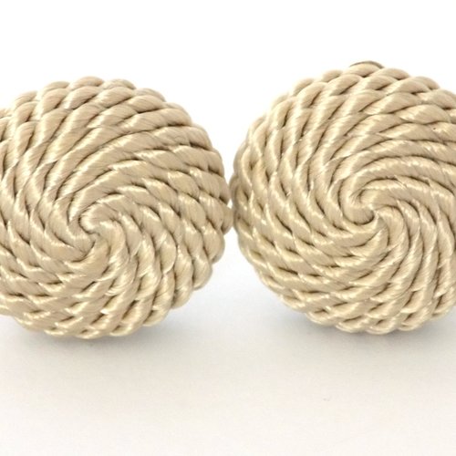 Boucles clips rondes corde beige clair spirale