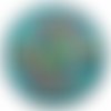 1 rond en satin bleu turquoise broderies multicolore ethnique 13 cm 
