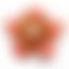 1 intercalaire grosse fleur 4,5 cm doré perles nacré blanches et émail rose orange saumon cabochon orange 