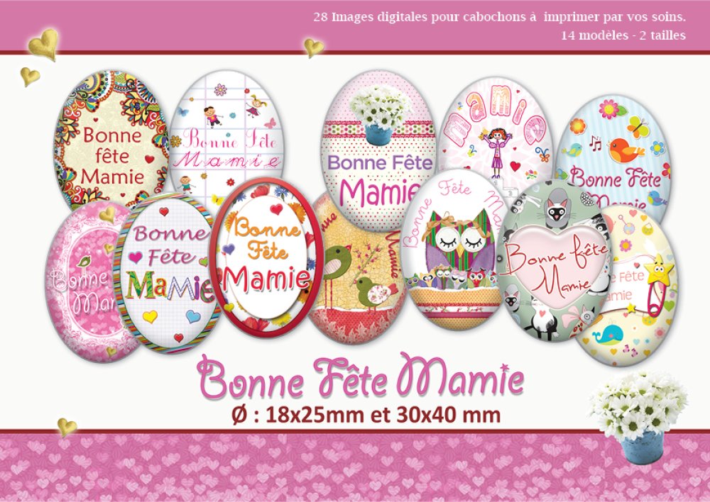 Bonne Fete Mamie O 18x25 Et 30x40 Mm 28 Images Digitales Planche D Images Pour Cabochon 18x25 30x40 Un Grand Marche