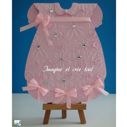 Kit carte robe, faire part naissance bébé rose pâle