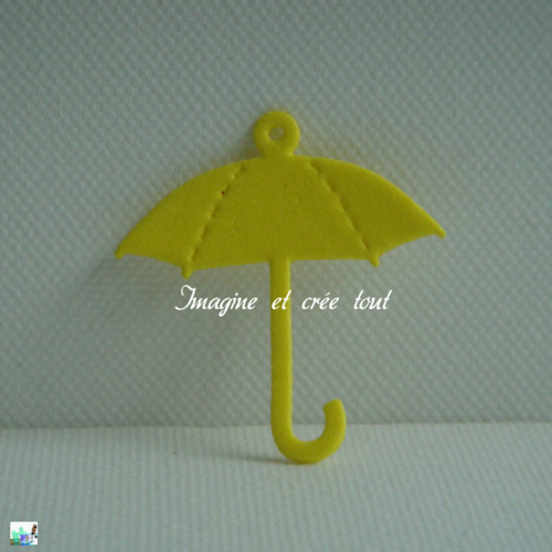 Découpe scrapbooking embellissement déco pendentif petit parapluie en mousse jaune bijoux, porte clef