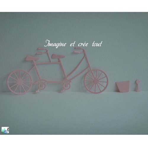 Découpe vélo, tandem, embellissement, scrapbooking, déco, découpe en papier dessin rose pâle