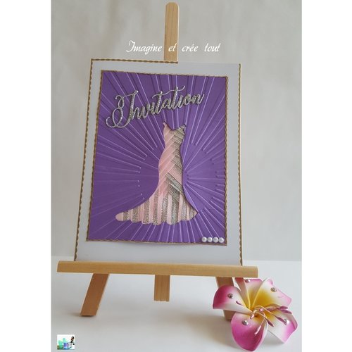 Carte iris folding, invitation, mariage, noces, anniversaire, gaufrage rayon de lumière, création papier et ruban