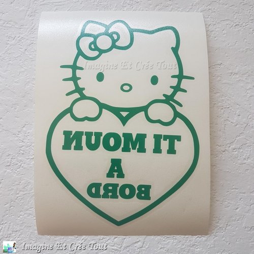 Sticker, "ti moun à bord" inversé en vinyle brillant, enfant, bébé, créole, français (pose vitre intérieure)