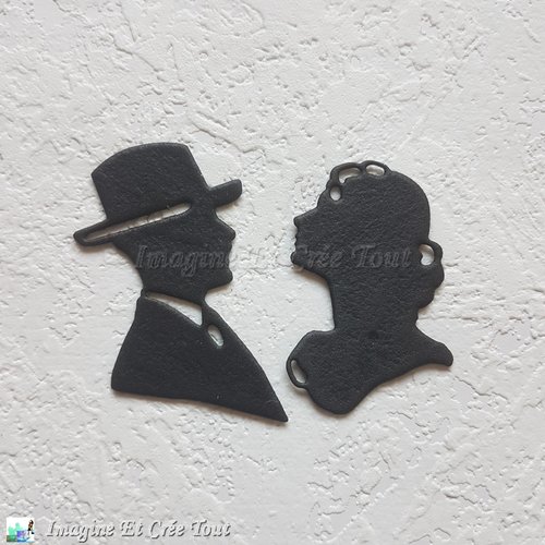 Découpe silhouette homme & femme, scrapbooking, embellissement, déco, couple, mousse noir