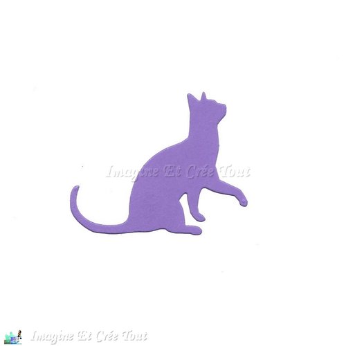 Découpe chat, animal domestique, embellissement, scrapbooking, déco, découpe papier dessin, violet