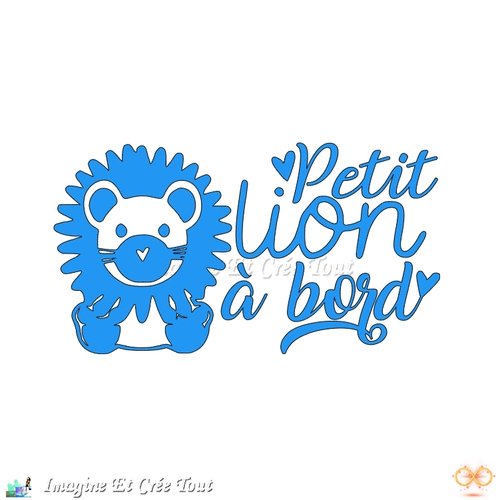 Sticker " petit lion à bord"  inversé (pose vitre intérieure)