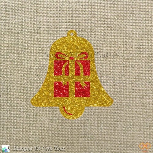 Découpe, cloche, noël, sapin, décembre, déco, embellissement, carton pailleté doré et rouge