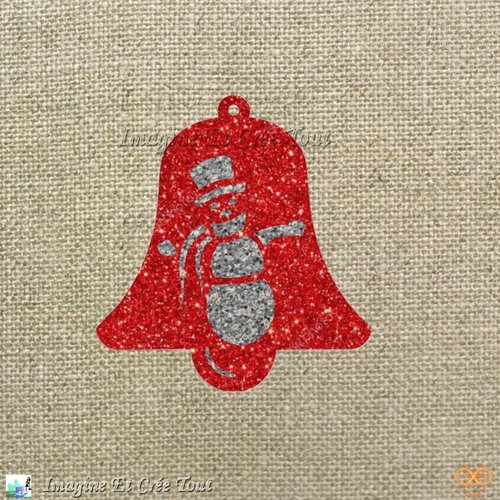 Découpe, cloche, noël, sapin, décembre, déco, embellissement, carton pailleté rouge et argent