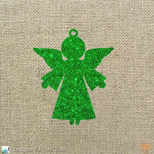 Découpe, ornement, ange, noël, décembre, déco, embellissement, carton pailleté vert