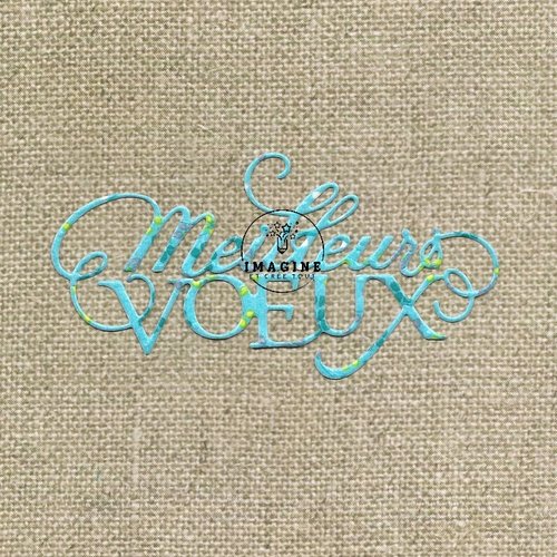Découpe meilleurs vœux, embellissent, déco, scrapbooking, en papier fleuri turquoise