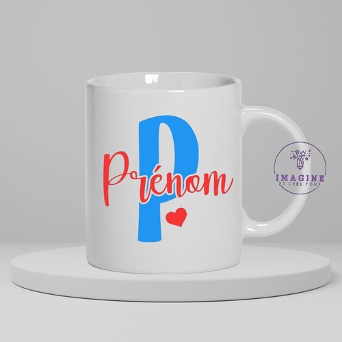 Mug, tasse, sourire, personnalisation, prénom, sublimation (prénom à préciser gaucher ou droitier)