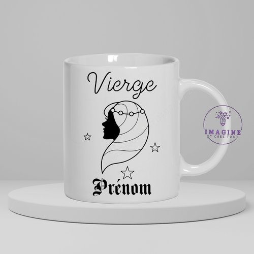 Mug, tasse, personnalisation, mot, sublimation, signe astrologique, vierge (prénom à préciser)