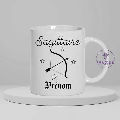 Mug, tasse, personnalisation, mot, sublimation, signe astrologique, sagittaire (prénom à préciser)