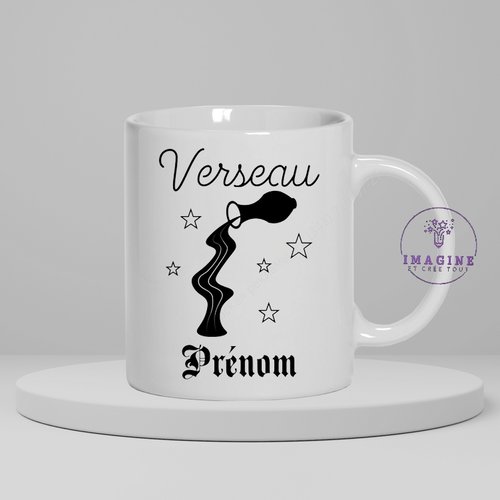 Mug, tasse, personnalisation, mot, sublimation, signe astrologique, verseau (prénom à préciser)