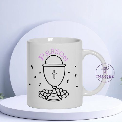 Mug, tasse, personnalisation, calice, sublimation, première communion, fille (prénom à préciser)