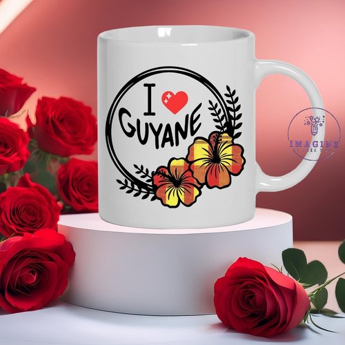 Mug, tasse, personnalisation, mot, sublimation, love, guyane, 973 thème madras