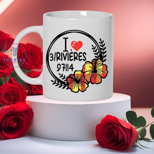 Mug, tasse, personnalisation, mot, sublimation, love, guadeloupe, 3/rivières, 97114 thème madras