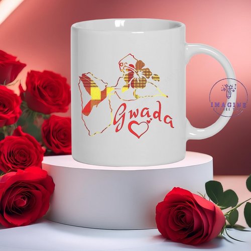 Mug, tasse, personnalisation, mot, sublimation, love, gwada, guadeloupe, 971, thème madras
