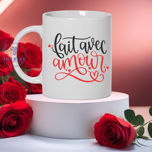 Mug, tasse, personnalisation, mot, sublimation, love, saint valentin, février, cœurs, amoureux