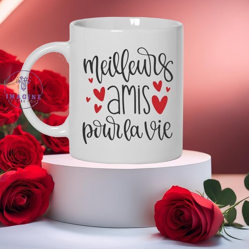Mug, tasse, personnalisation, mot, sublimation, love, saint valentin, février, cœurs, amis