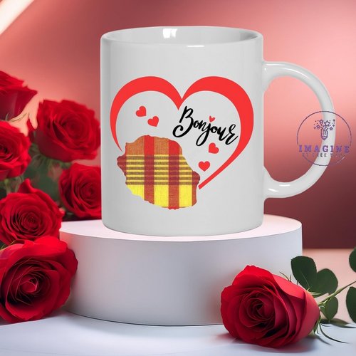 Mug, tasse, personnalisation, mot, sublimation, love, saint valentin, février, bonjour, la réunion madras